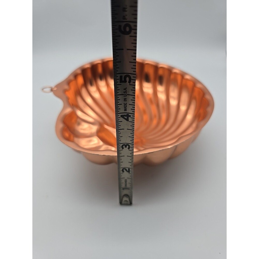 Vintage Copper Tone Aluminum Sea Shell Gelatin Mold Tin Jello Cake Pan 6 Cups - Picture 9 of 10